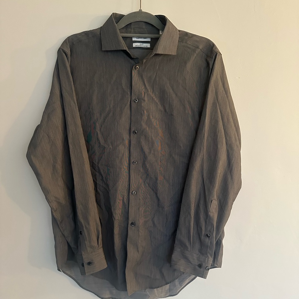 Calvin Klein Slim Fit Dress Shirt Size 16 32/33 – Performance Non-Iron – EUC